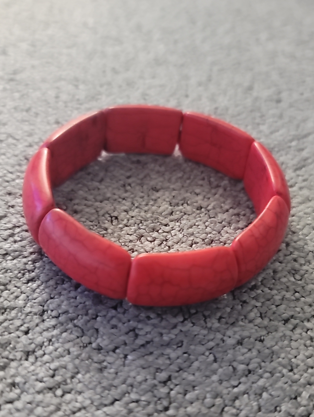 Bold Red Stretch Tile Wooden Bracelet